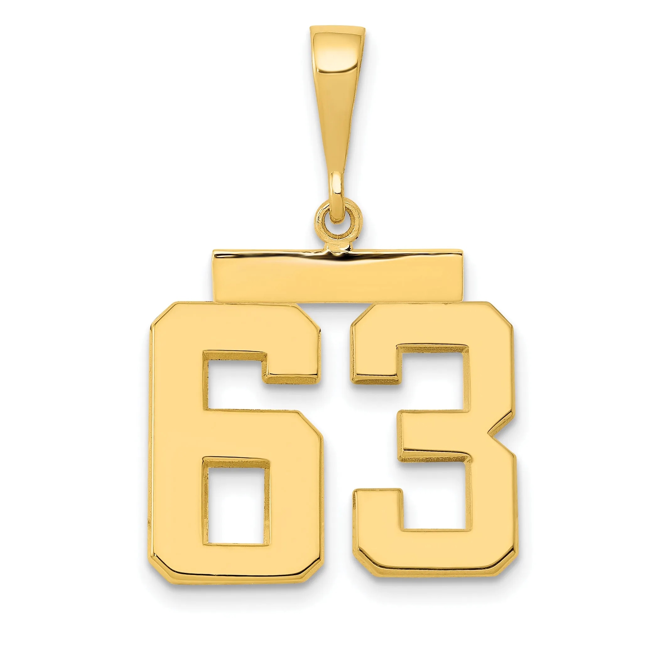 14k Yellow Gold Medium Polished Number 63 Charm