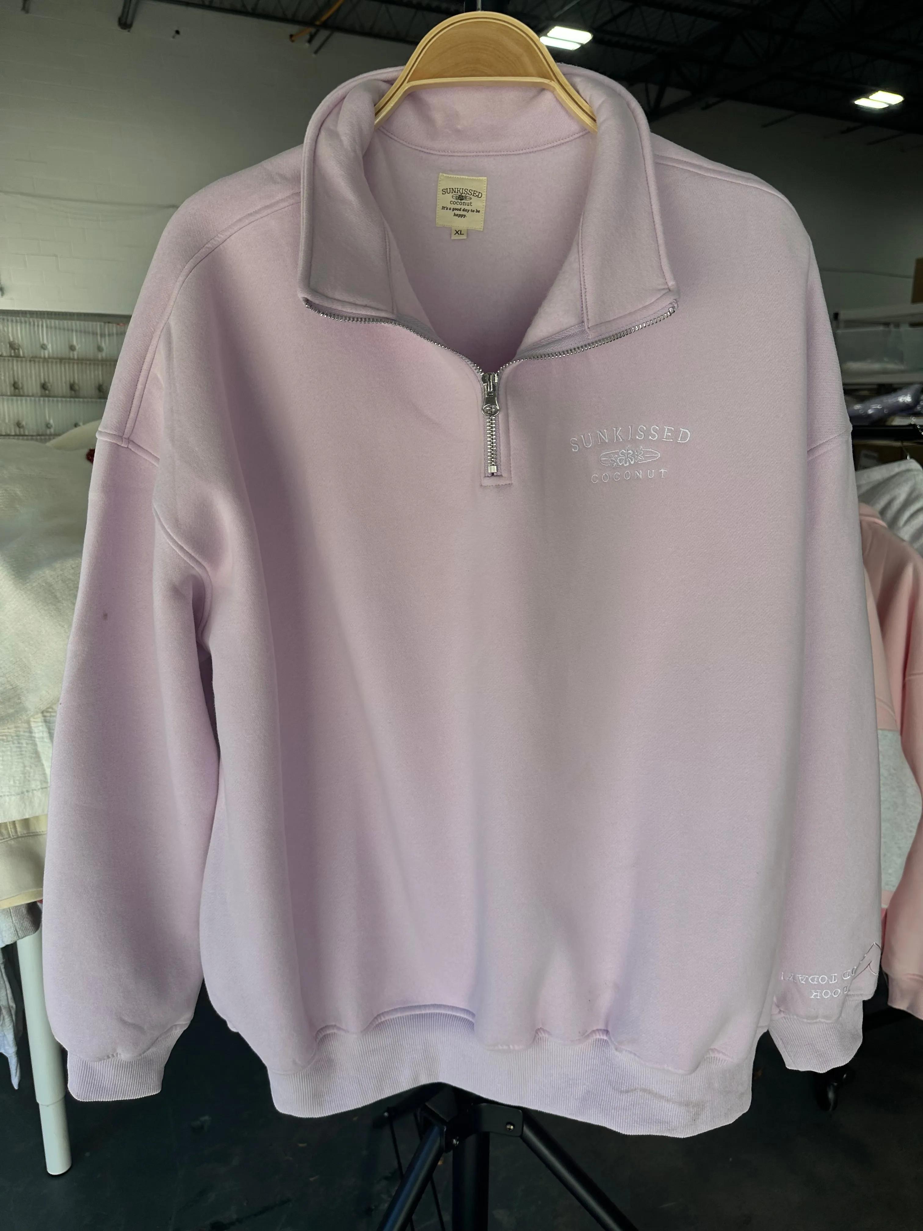 (2XL) Frosty Lavender Quarter-Zip Sweatshirt