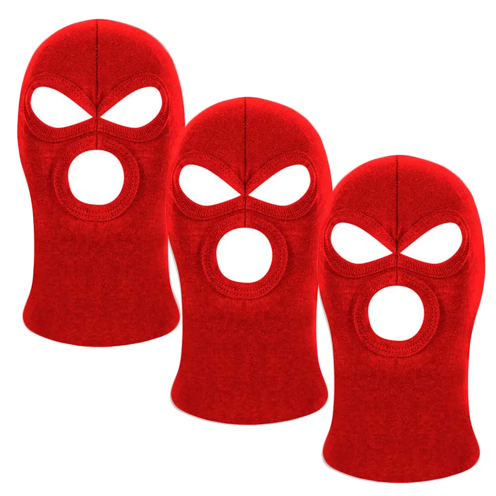 3 Pack Red Balaclava - One Size - 3 Hole 100% Cotton - Washable - SAS Army Style for Skiing, Paintball, Cycling, Quad Bike, Fancy Dress