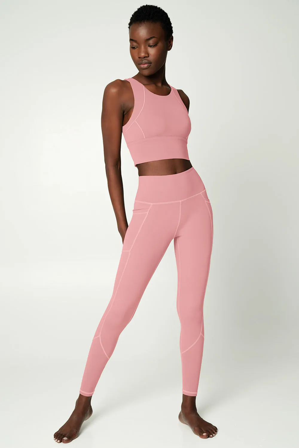 4 for $54 - Dusty Pink Cassi Deep Pockets Workout Leggings Yoga Pants - Women