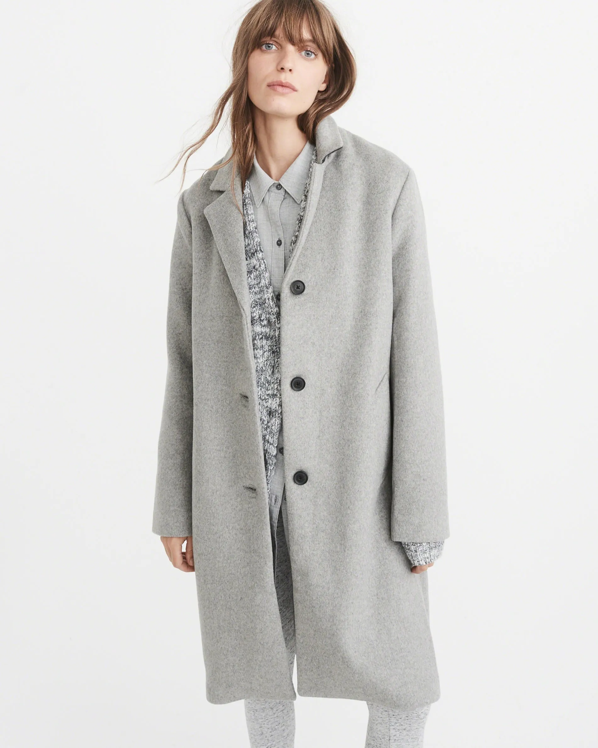 Abercrombie & Fitch LONG WOOL-BLEND COAT