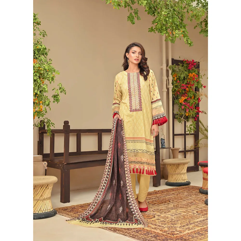 Amaya Lawn Printed Embroidered Unstiched 3Pcs Suit - 6