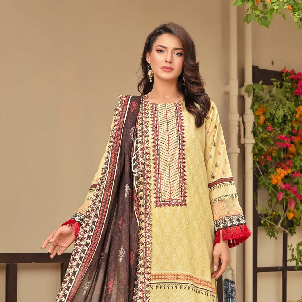 Amaya Lawn Printed Embroidered Unstiched 3Pcs Suit - 6