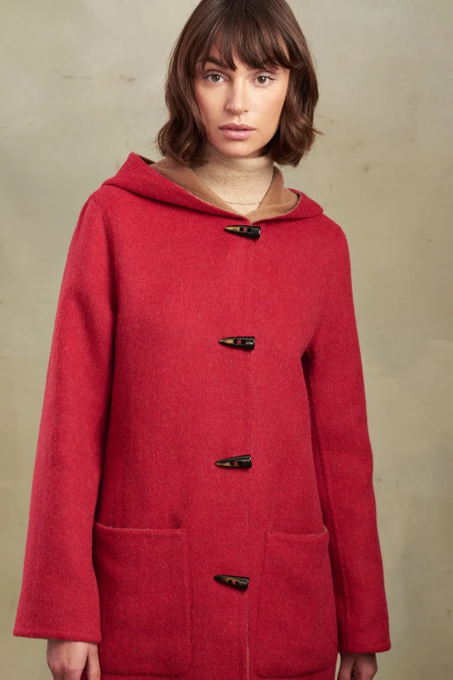 Anastasia Coat Baby Alpaca & Wool Color Rosso & Camel