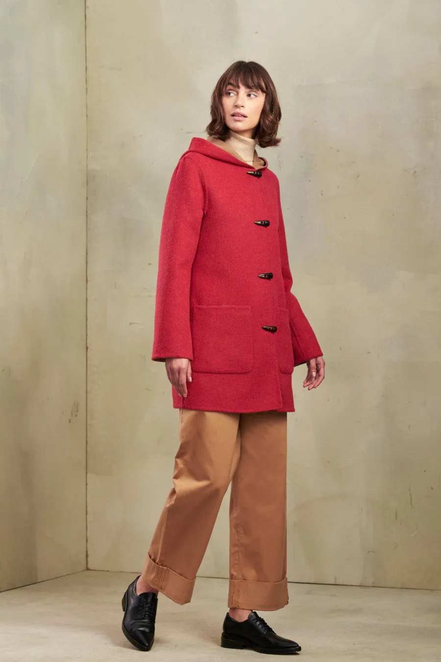 Anastasia Coat Baby Alpaca & Wool Color Rosso & Camel