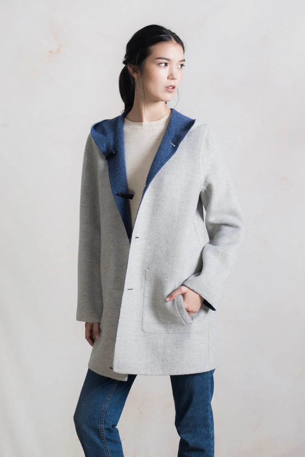 Anastasia Coat Baby Alpaca & Wool Color Storm & Luna