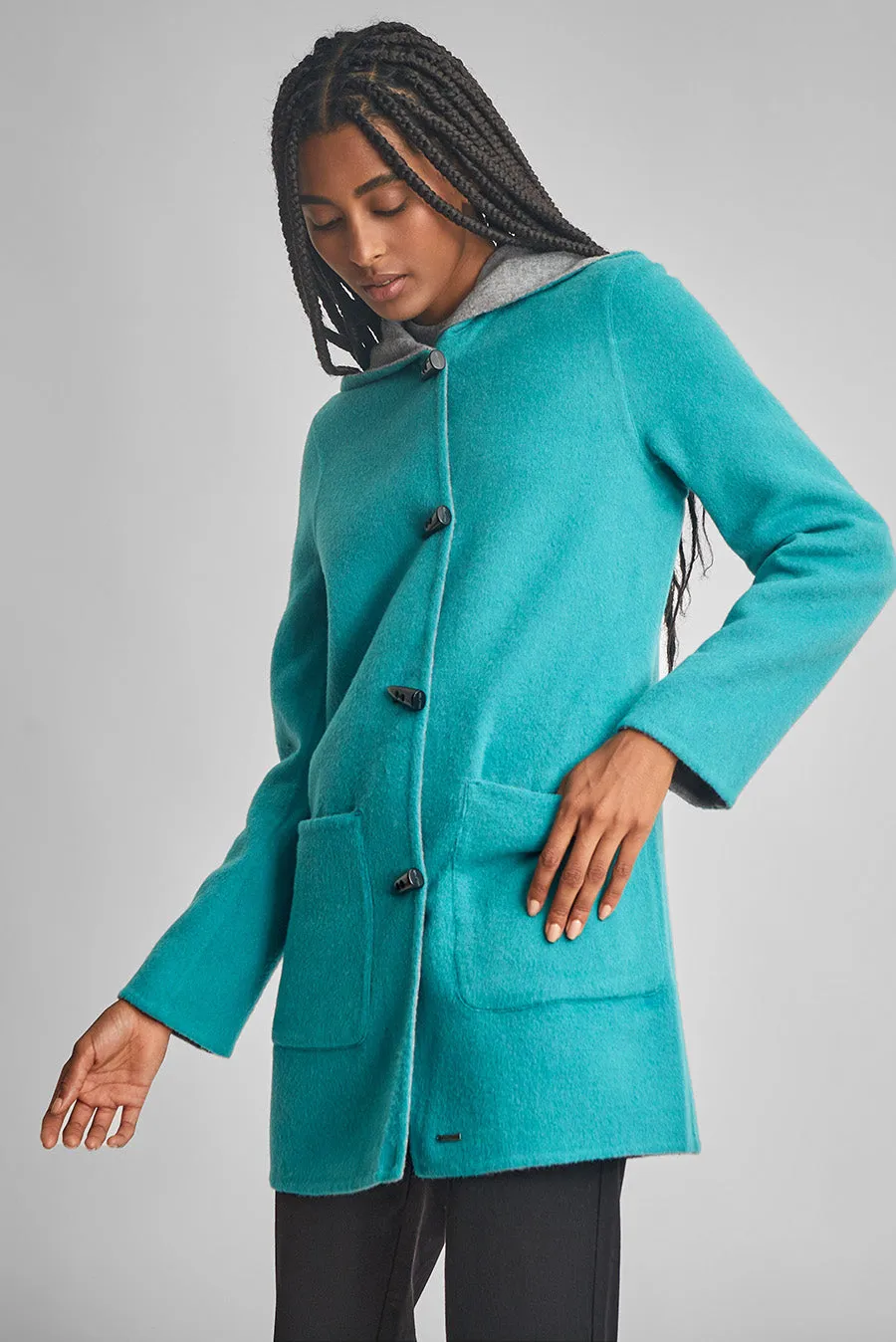 Anastasia Coat Wool & Baby Alpaca Color Beryl & Nuage