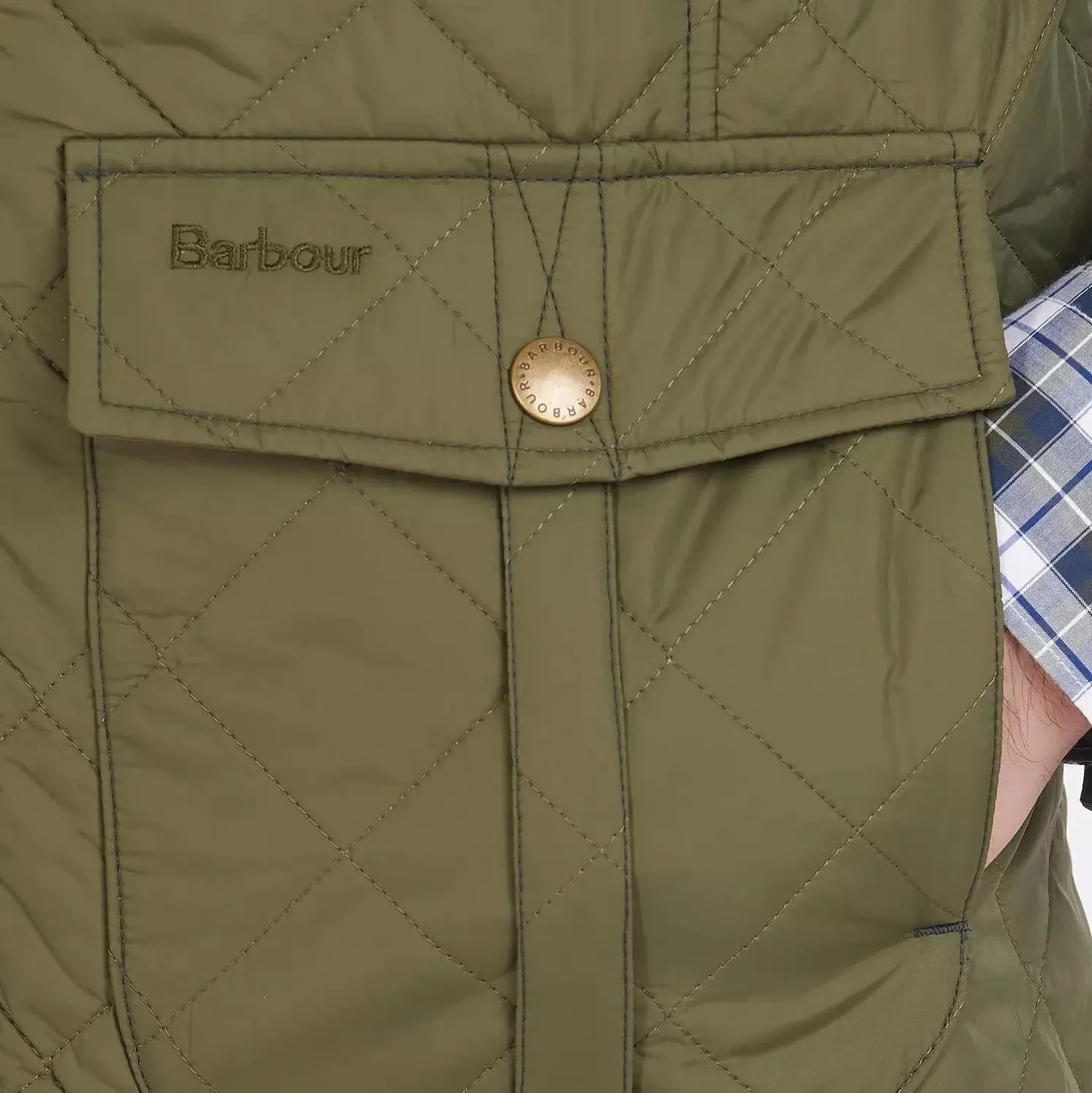 Barbour Gilet the Explorer in Mid Olive MGI0043OL51