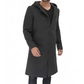 Barry Grey Wool Coat With Hood Men's by TJS