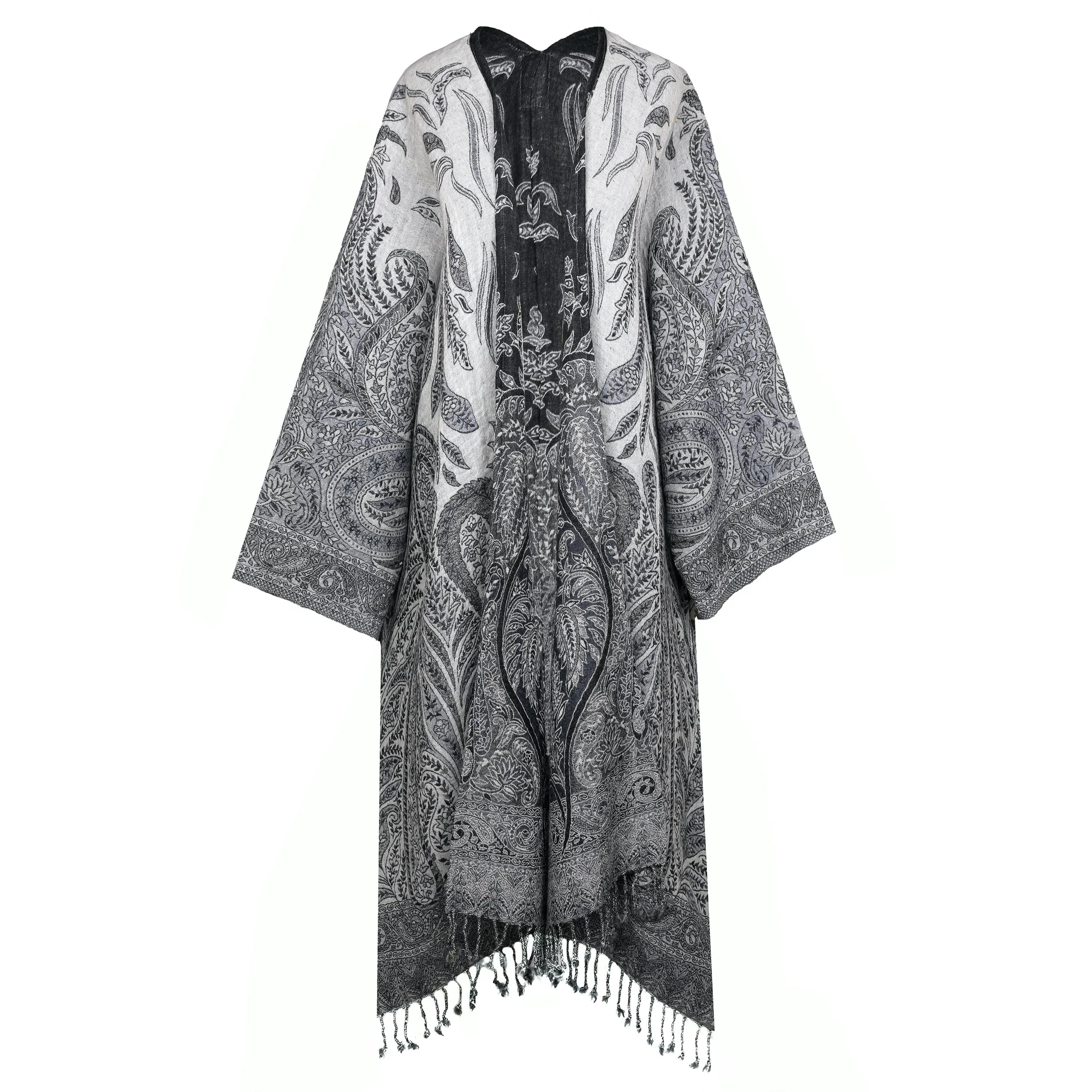 Black Persian Paisley Kimono Coat