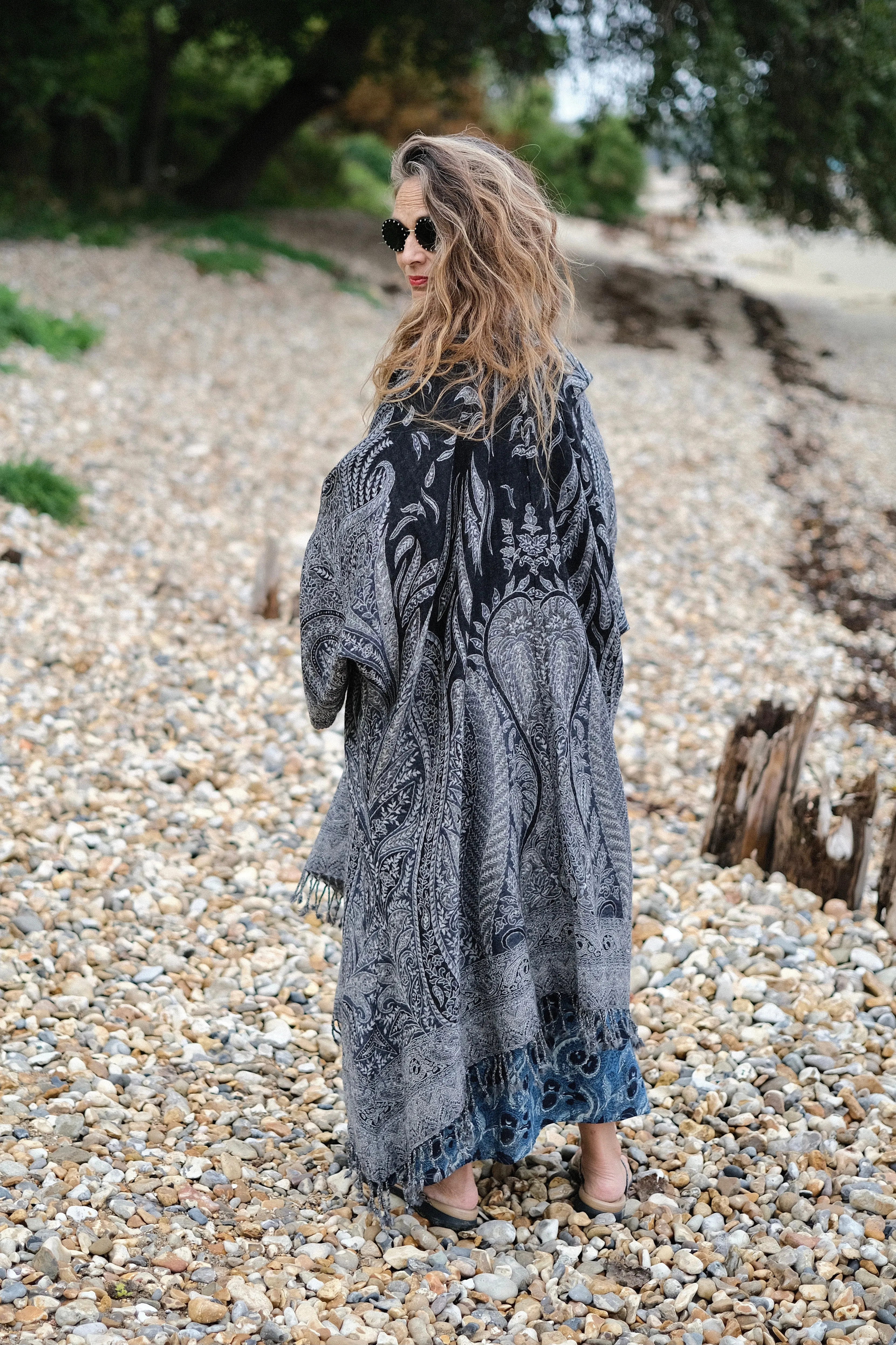 Black Persian Paisley Kimono Coat