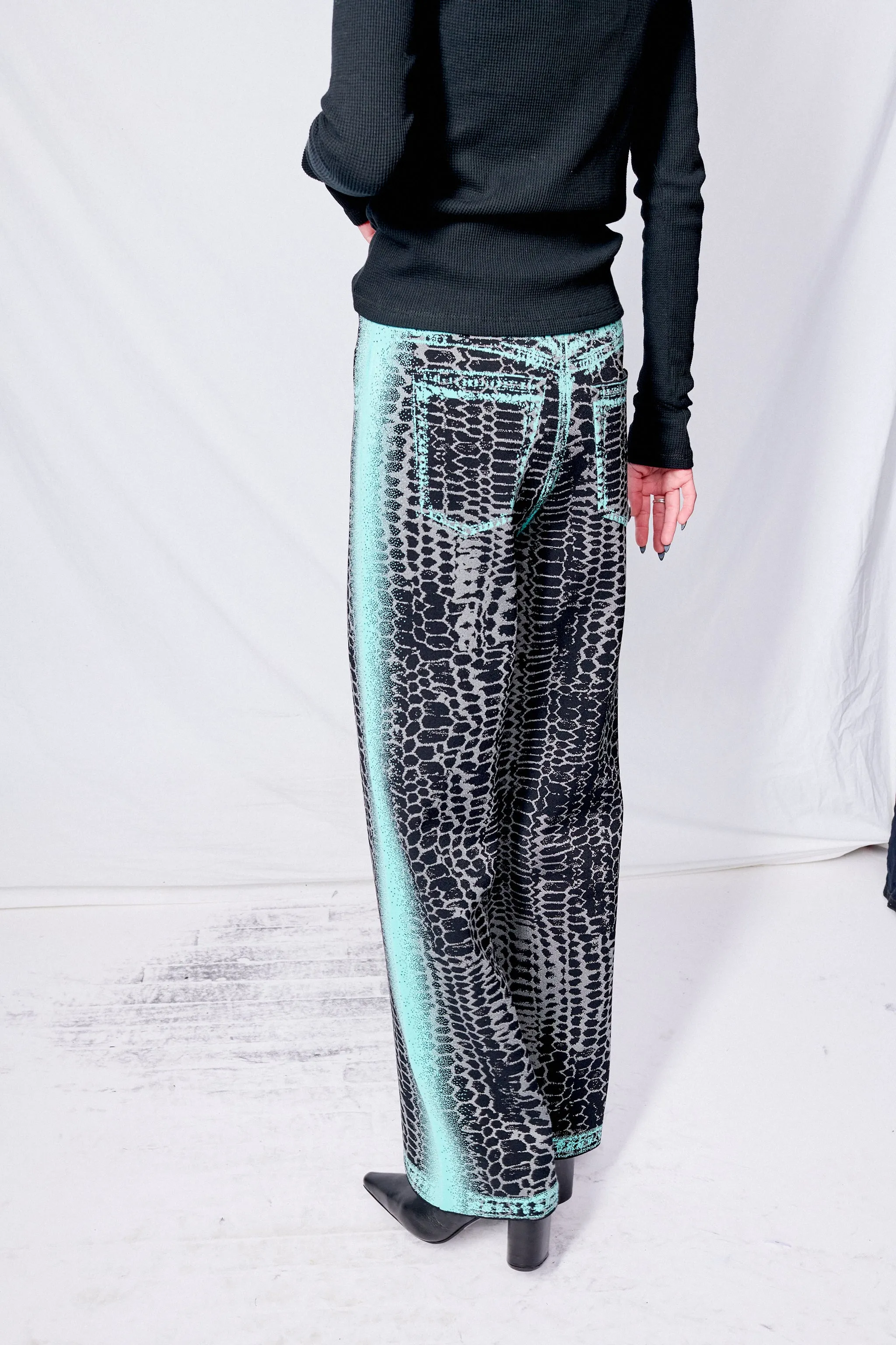 Black/Blue Zahra Wide Leg Pants