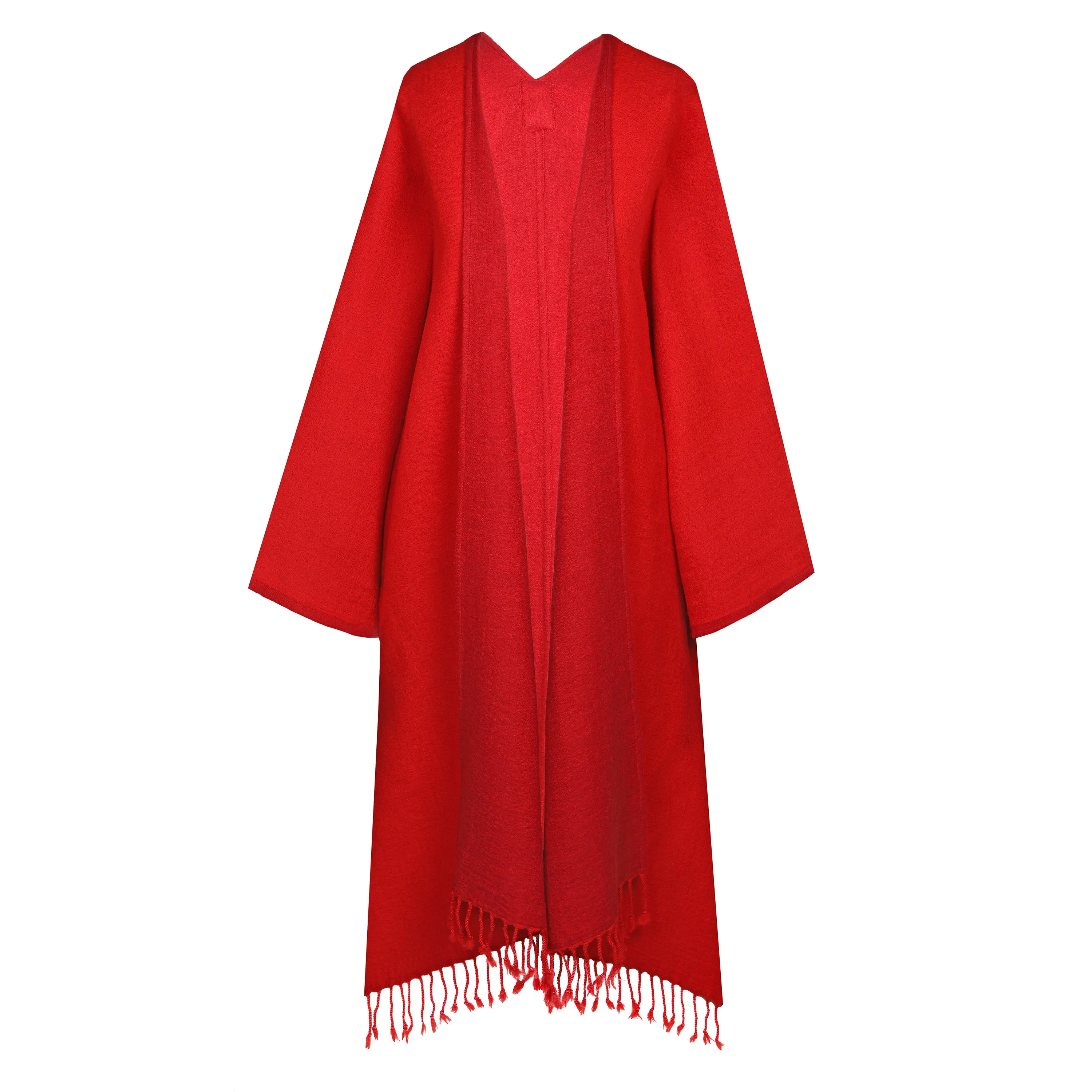 Blaze Red Boiled Wool Kimono Coat Reversible