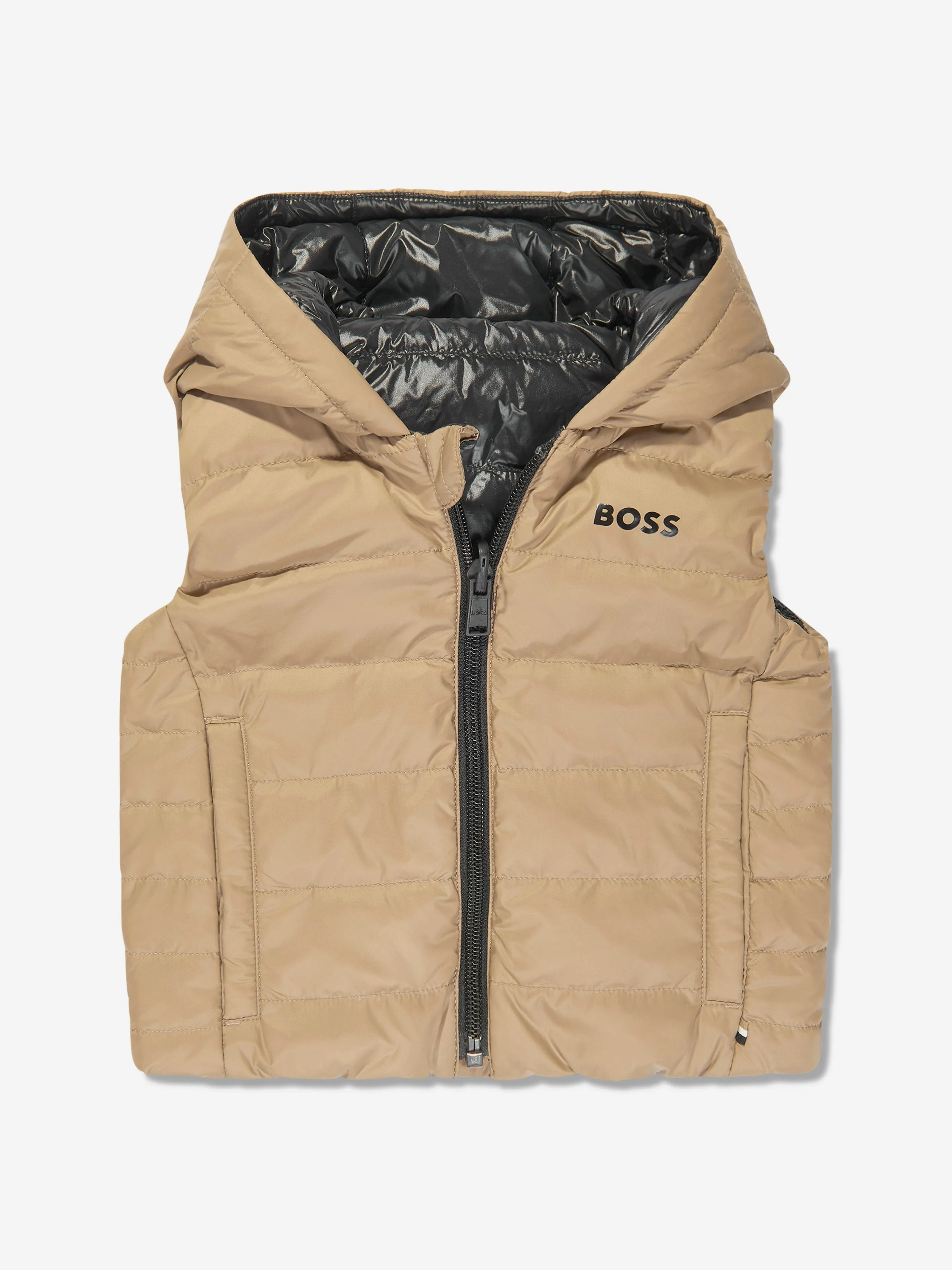 BOSS Baby Boys Reversible Puffer Gilet in Beige