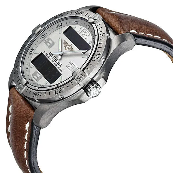 Breitling Aerospace Advantage Silver Dial Brown Leather Men's Watch E7936210-G606BRLT