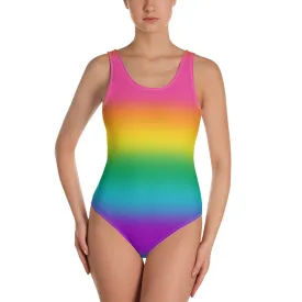 Bright Rainbow Ombre Pride Open-back Swimsuit