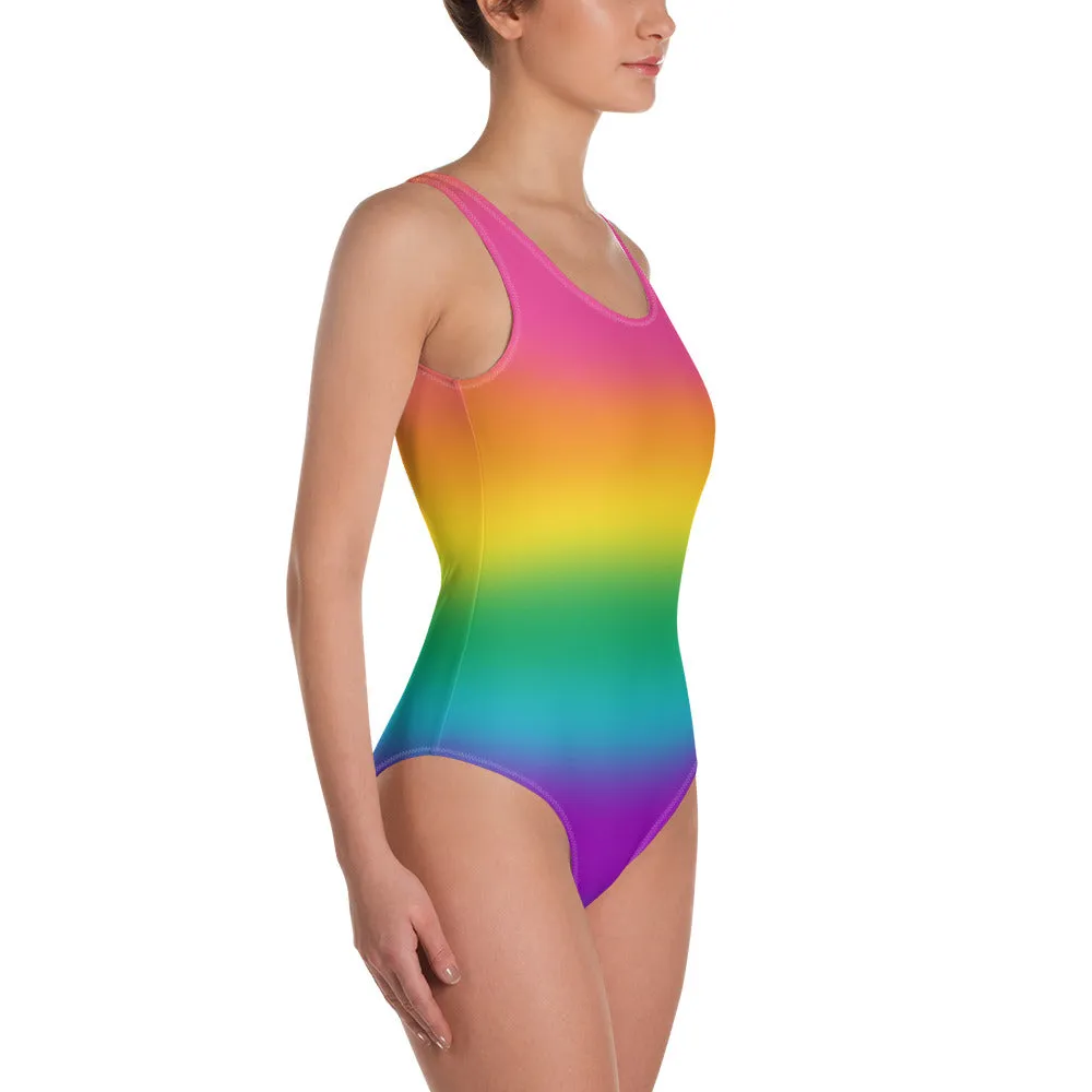 Bright Rainbow Ombre Pride Open-back Swimsuit