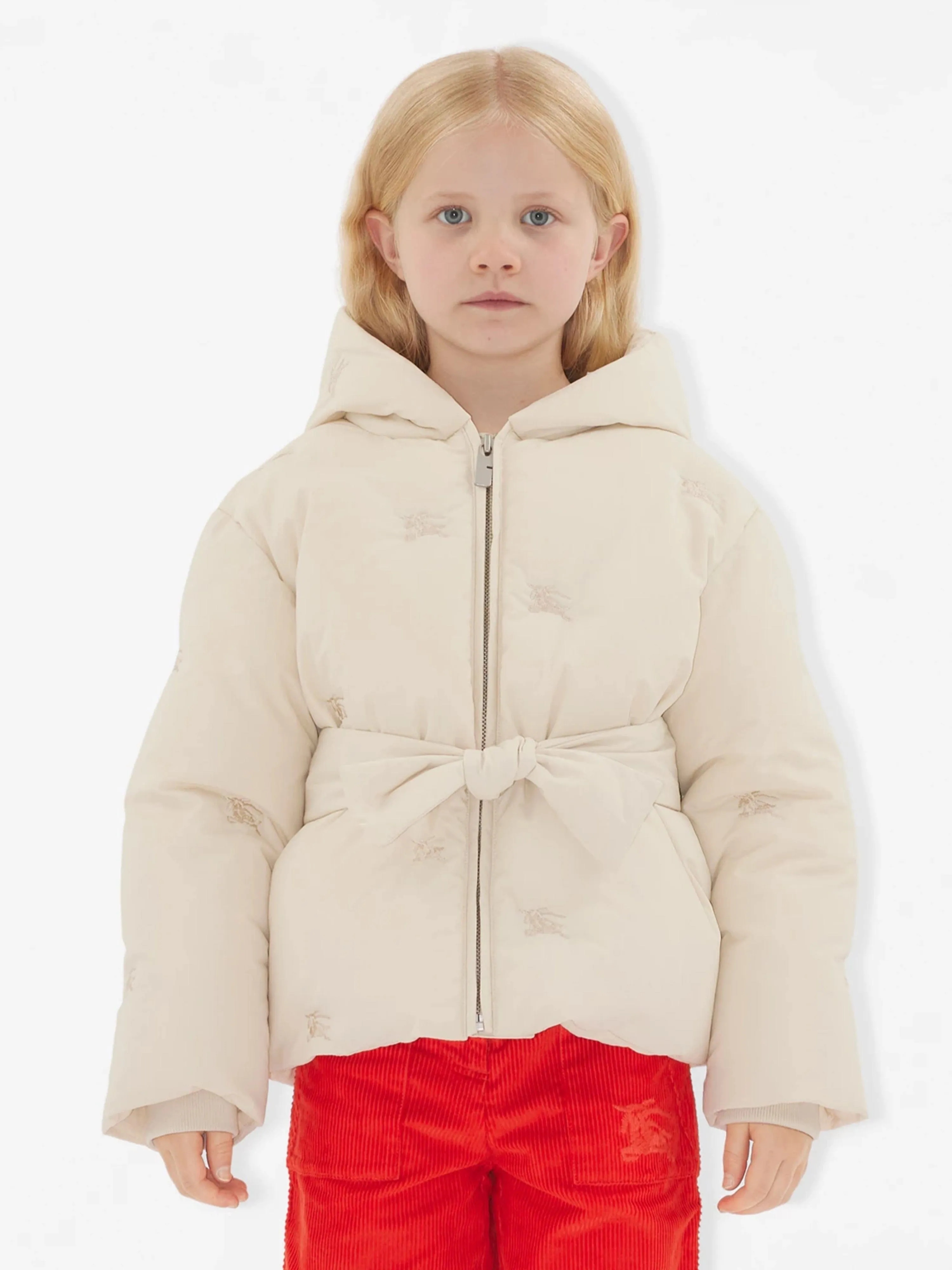 Burberry Girls Clara Puffer Jacket in Ivory