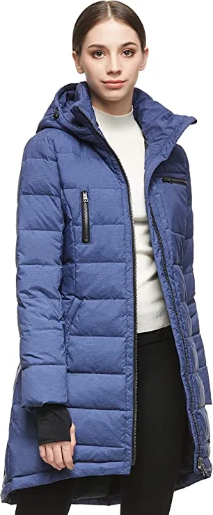 Cannoli Cream Ladies Hooded Down Jacket Mid-Length Outwear Coat - Orolay