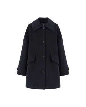 Cashmere Half Coat In Navy