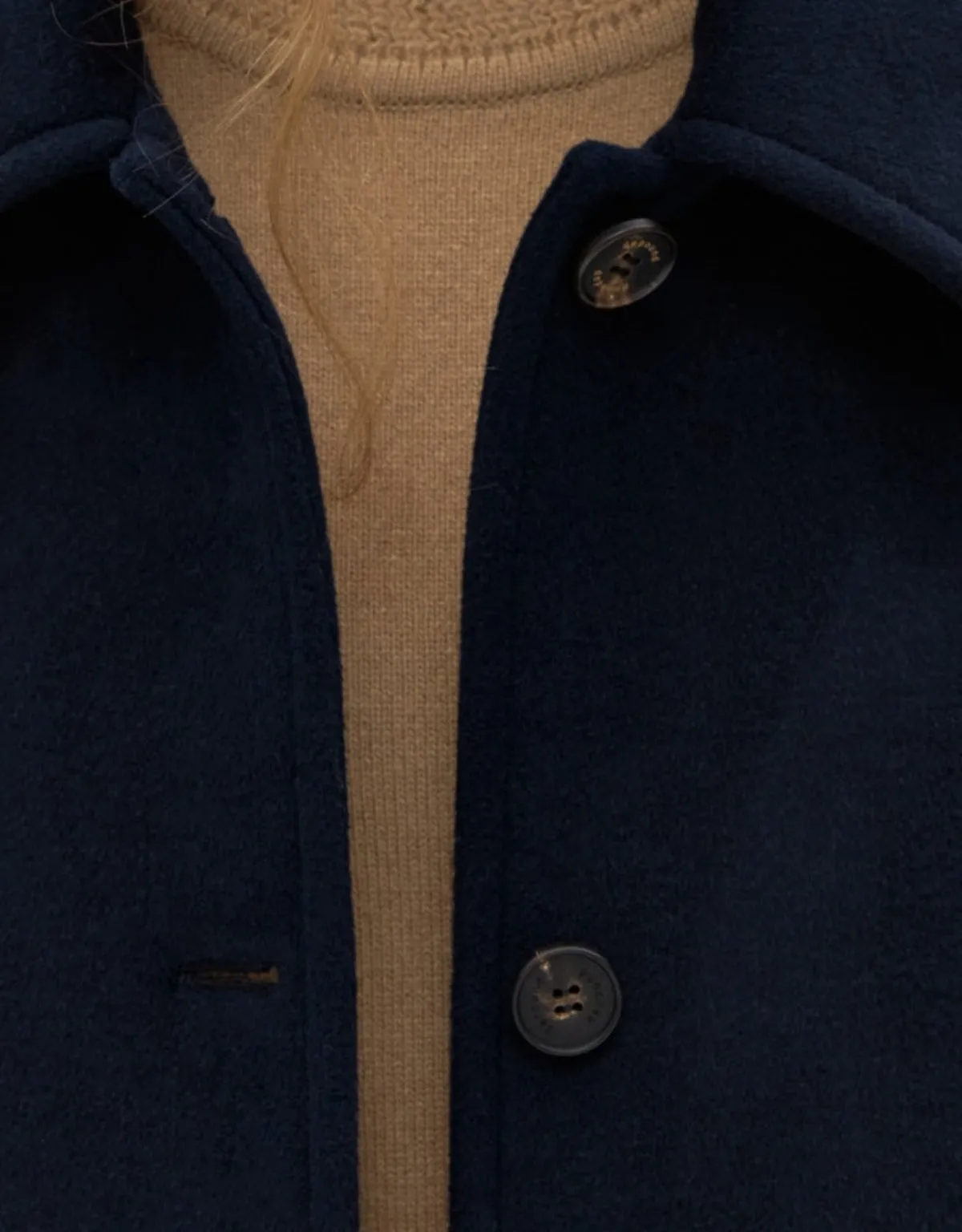 Cashmere Half Coat In Navy