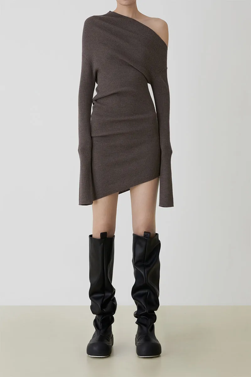 Curved Multi-wear Wool Knit Dress