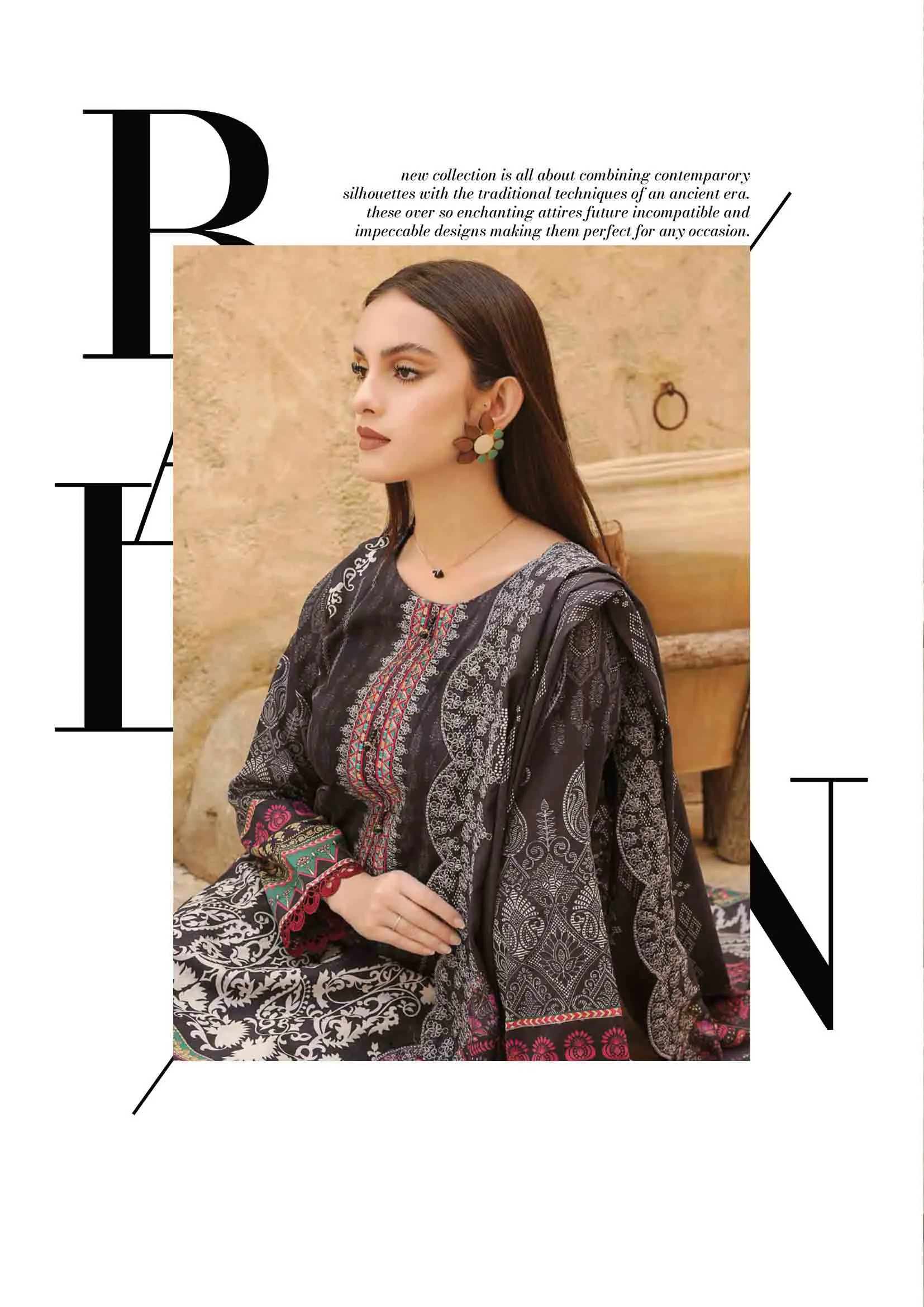 Dastaan By Dahiba Unstitched Lawn Original Pakistani Suit Black