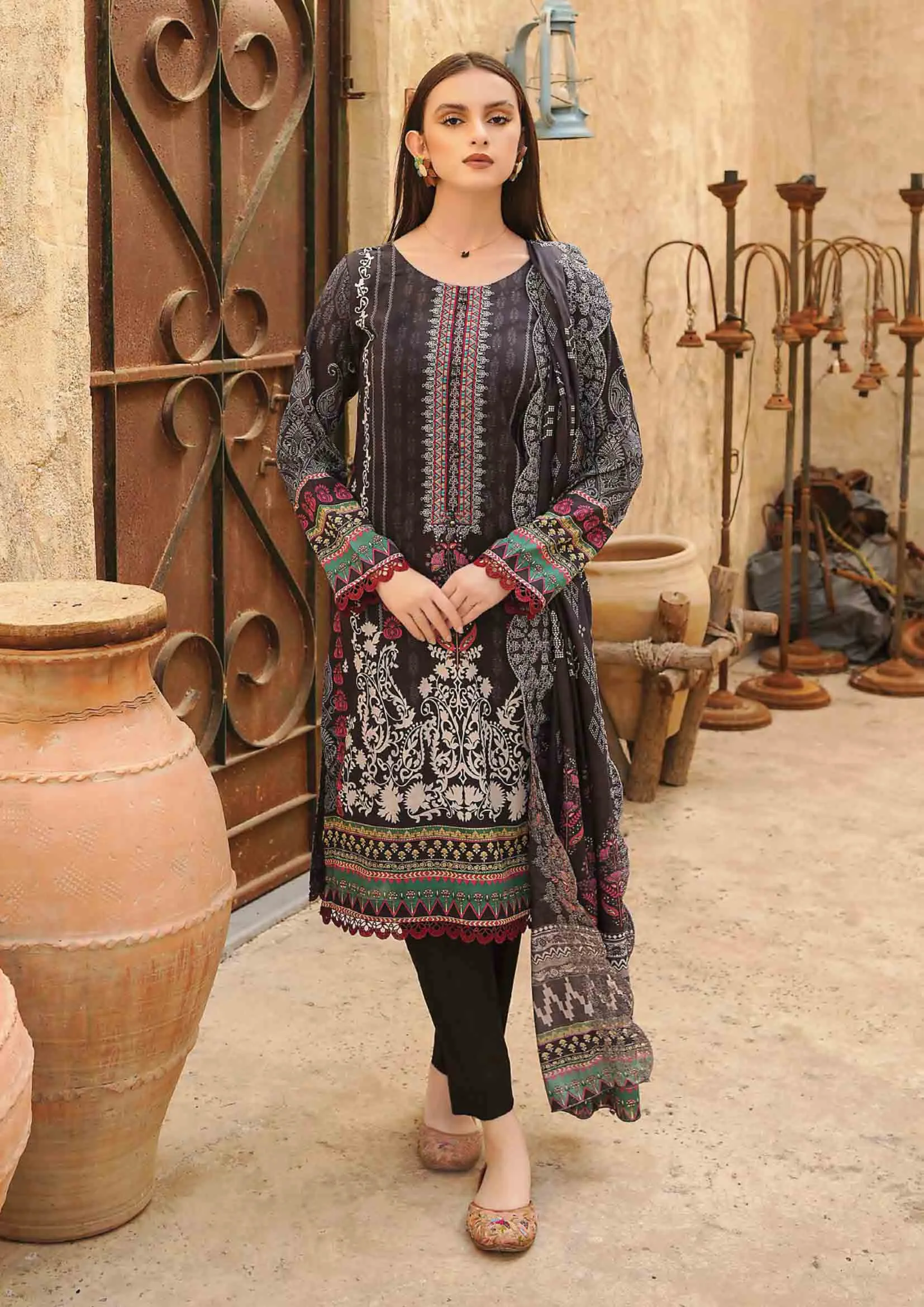 Dastaan By Dahiba Unstitched Lawn Original Pakistani Suit Black