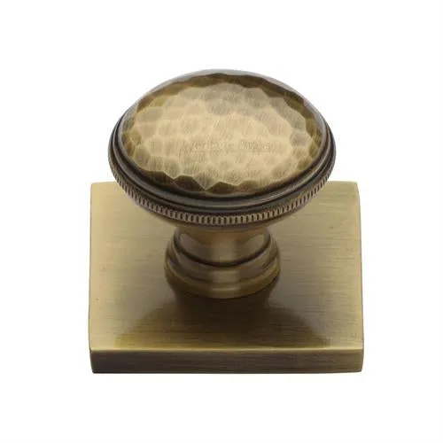 Diamond Cut Cabinet Knob on Square Backplate