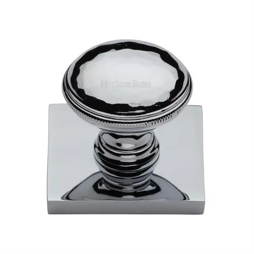 Diamond Cut Cabinet Knob on Square Backplate