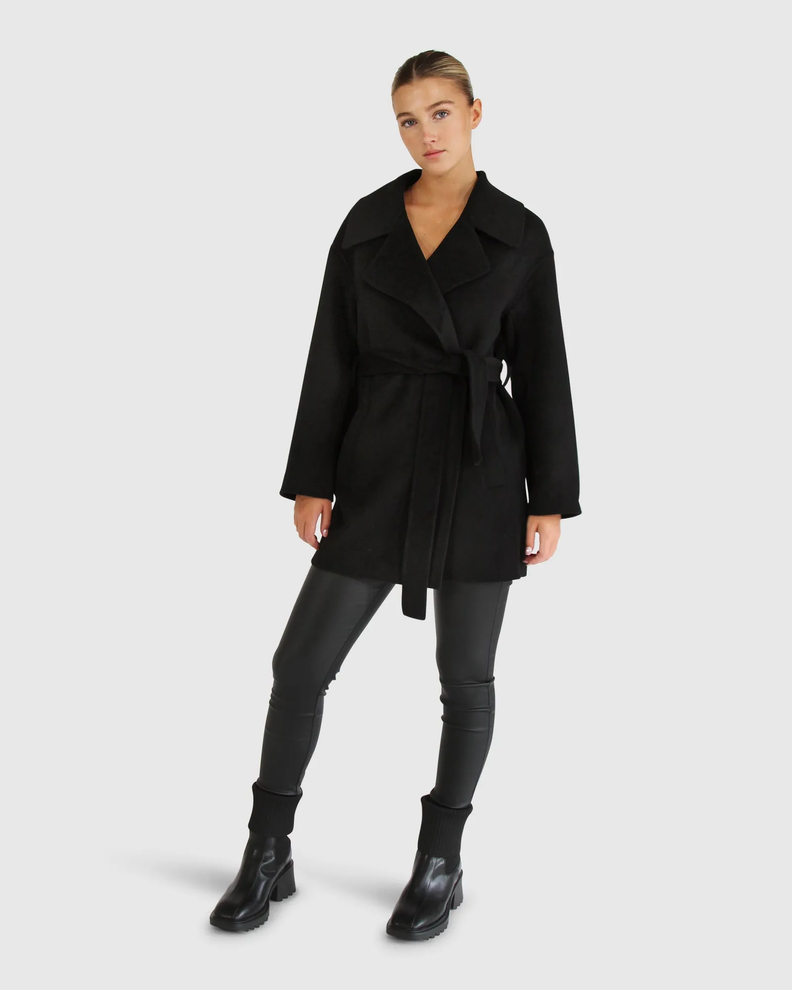 Eternal Flame Short Robe Coat - Black