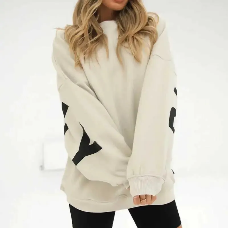 Fashion Printed Thickening Long Sleeve Loose Sweatshirt