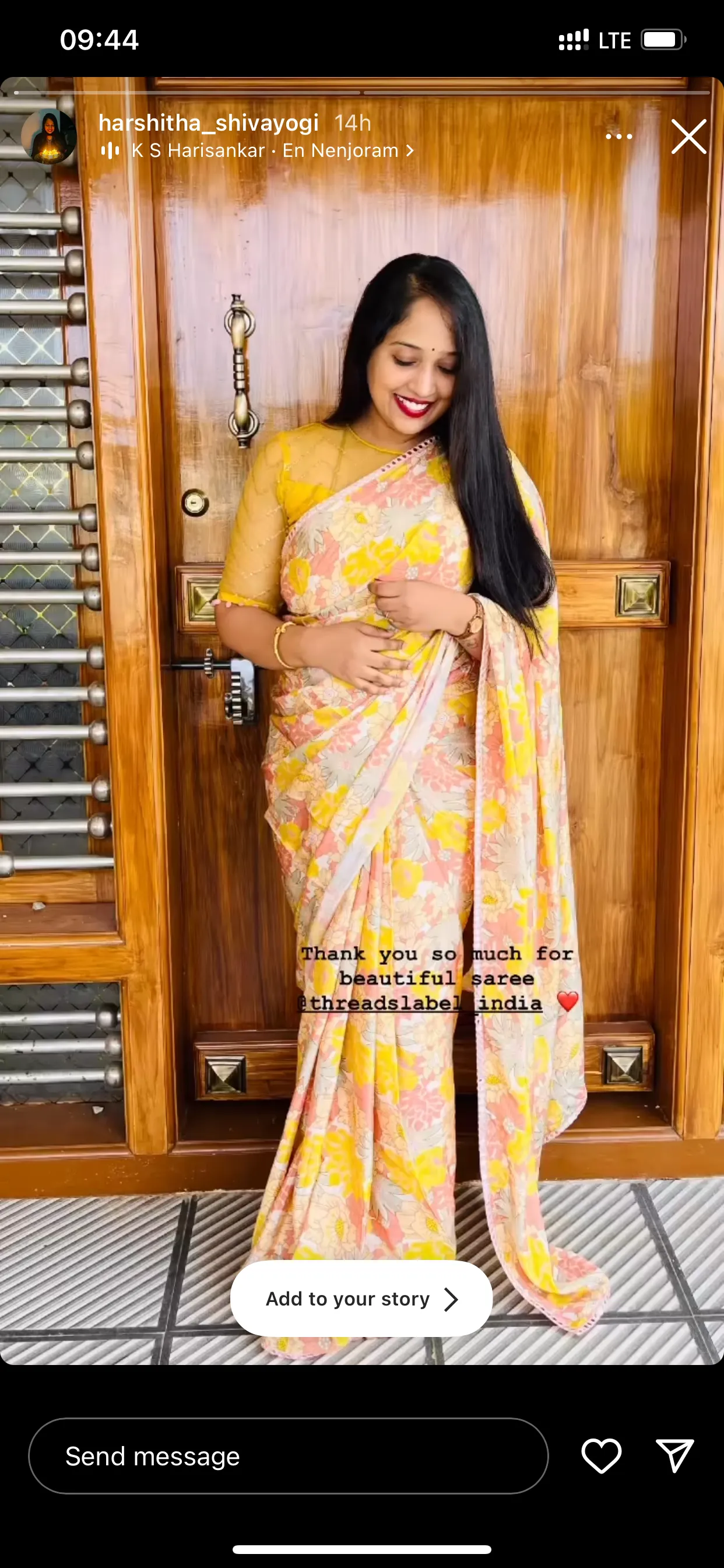 Floral viscose silk saree with yellow sequins blouse