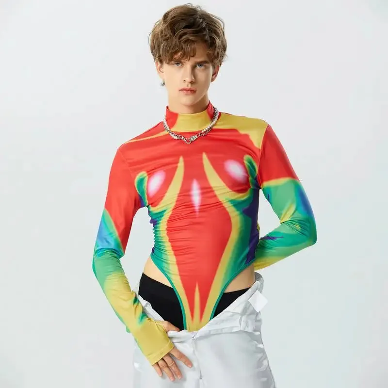 Gradient Colorful Printed Bodysuit