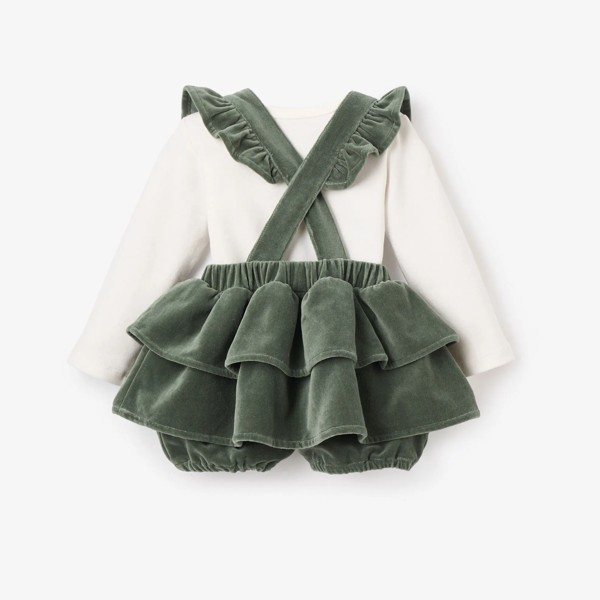 Green Velvet Jumper Skirt Set