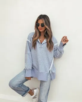 Grey Contrast Pullover Sweatshirt