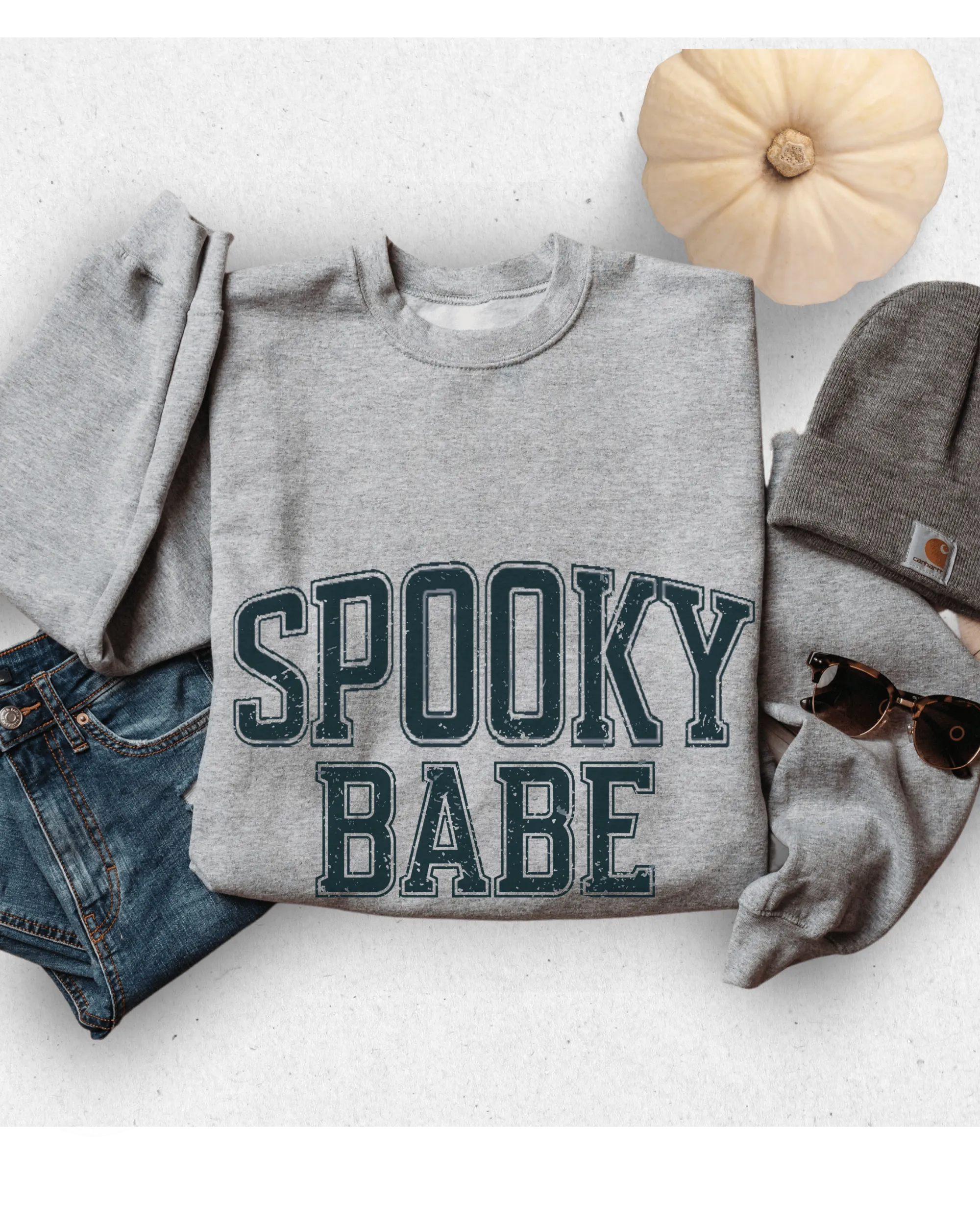 Halloween Spooky Babe Crewneck Sweatshirt, Women's Cozy Halloween or Fall Pullover