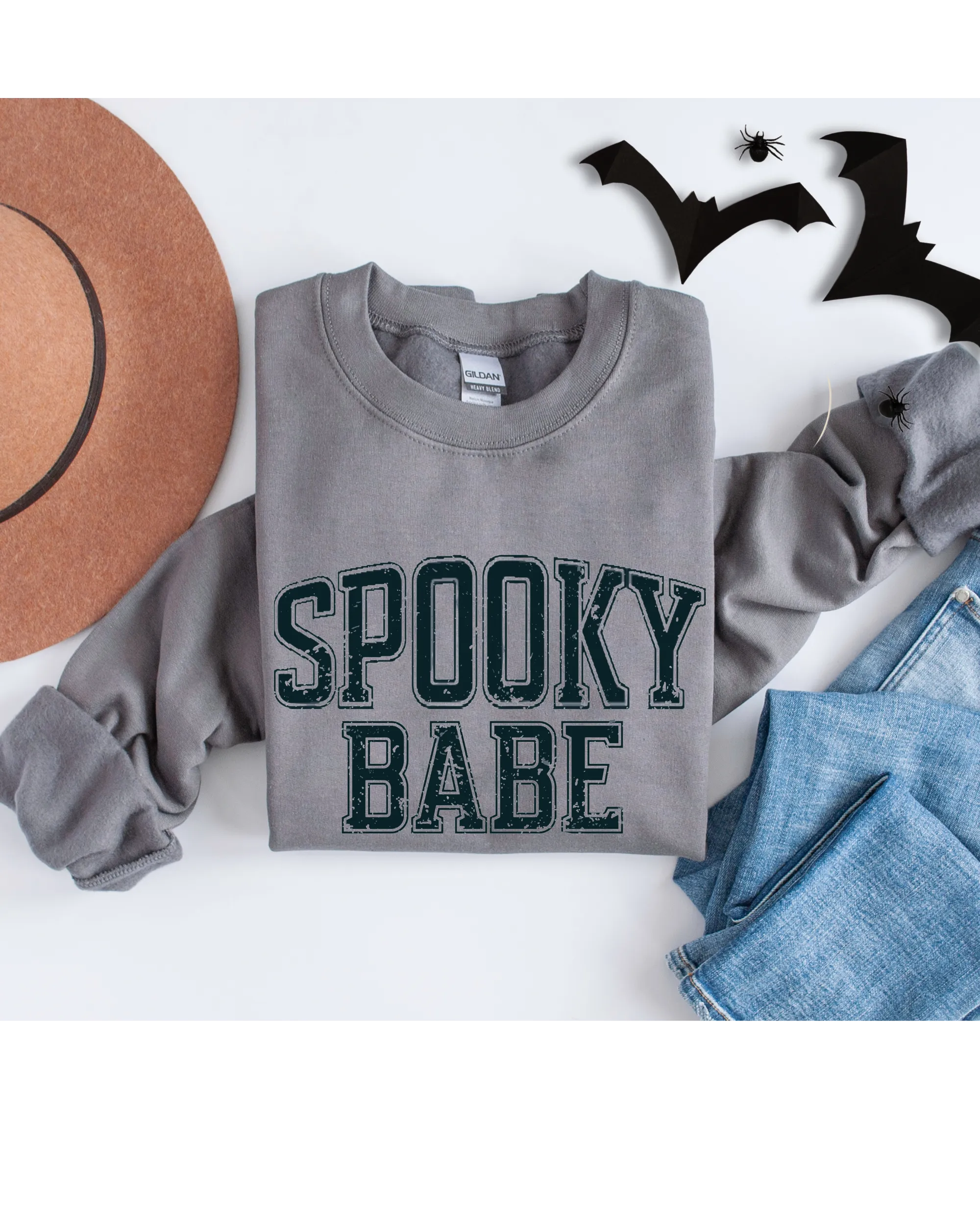 Halloween Spooky Babe Crewneck Sweatshirt, Women's Cozy Halloween or Fall Pullover