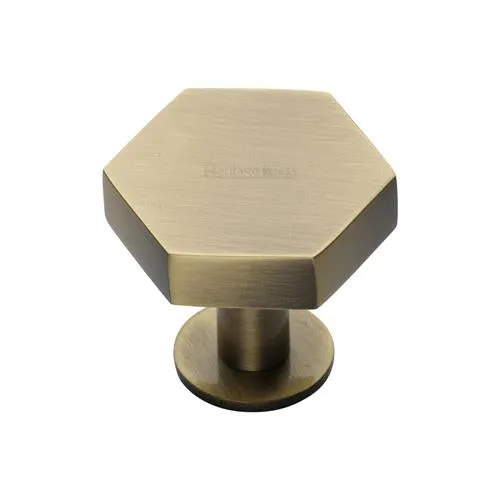 Hexagon Cabinet Knob on Rose