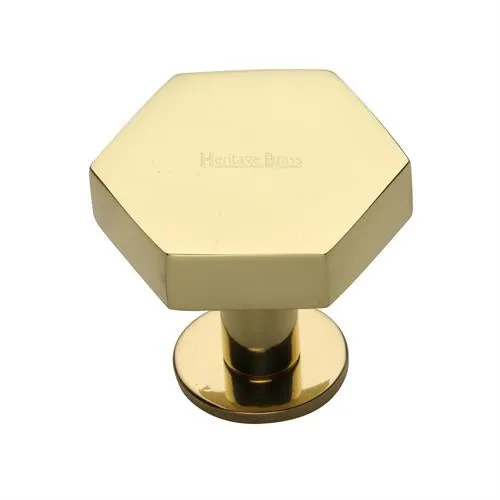 Hexagon Cabinet Knob on Rose