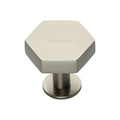 Hexagon Cabinet Knob on Rose