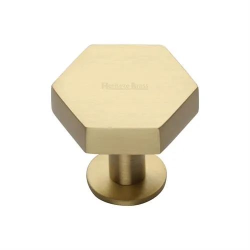 Hexagon Cabinet Knob on Rose