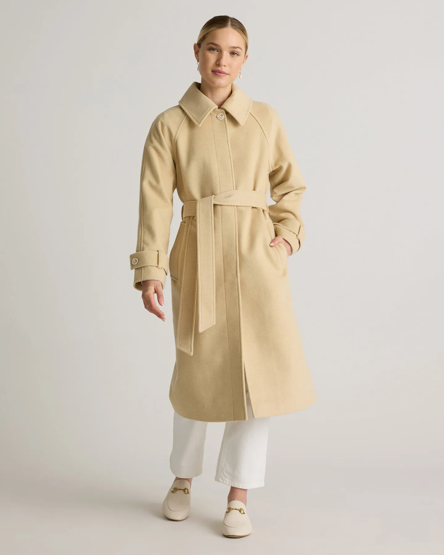 Italian Wool Belted Point Collar Coat