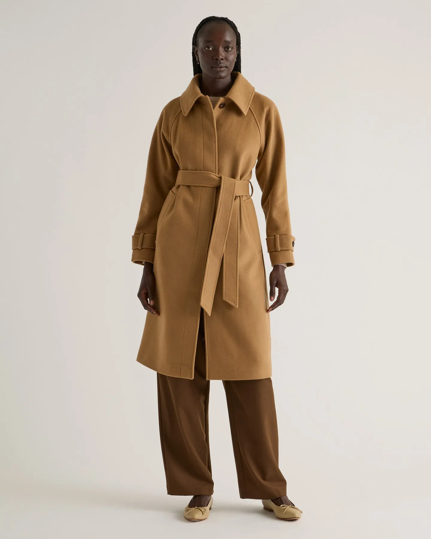 Italian Wool Belted Point Collar Coat