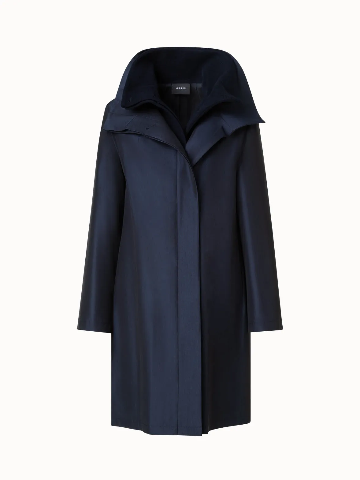 Layered Wool Coat with Removable Silk Layer