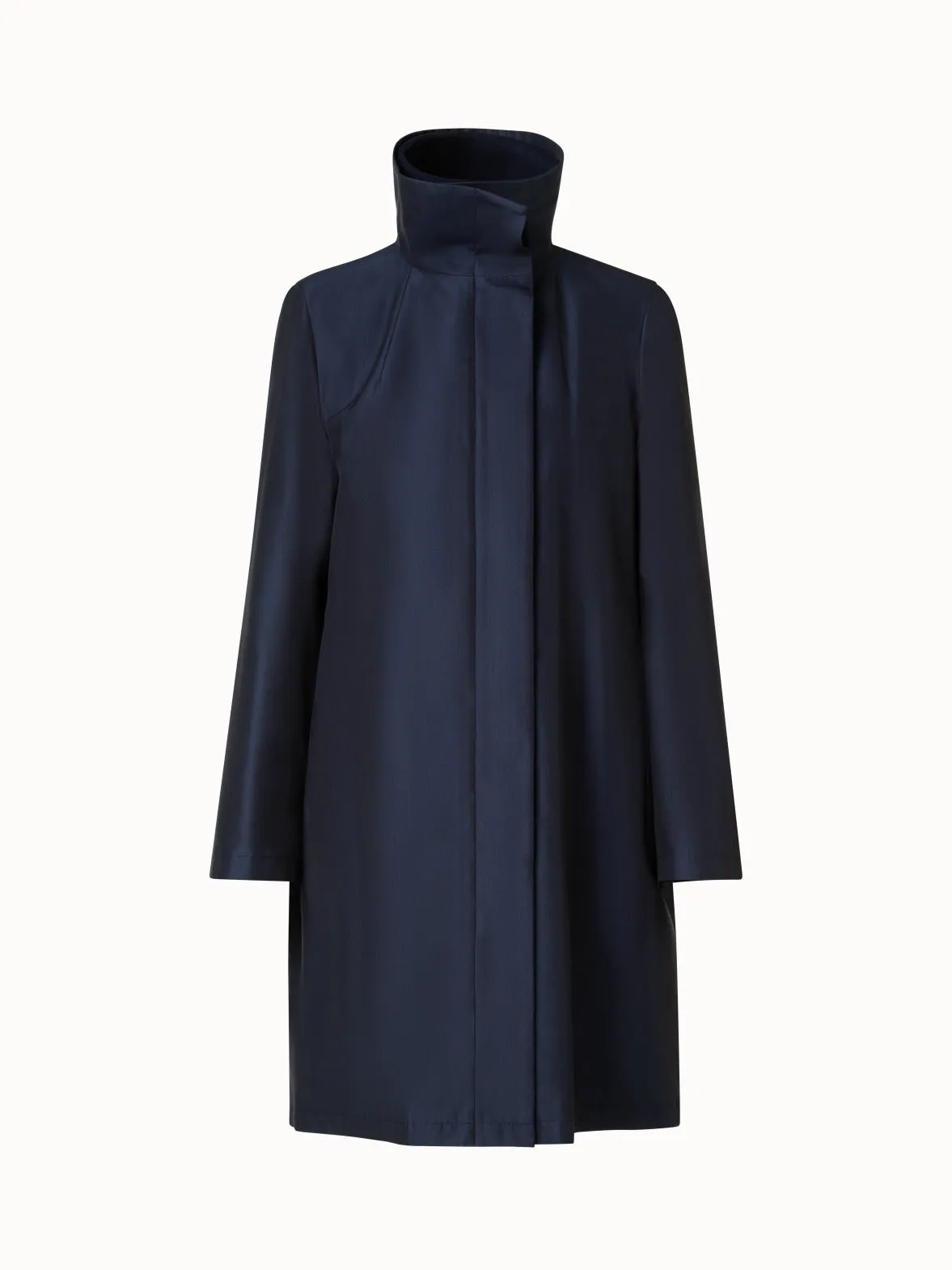 Layered Wool Coat with Removable Silk Layer