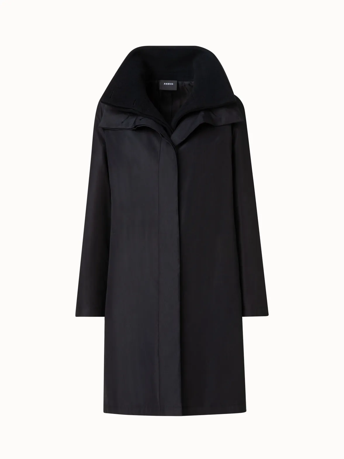 Layered Wool Coat with Removable Silk Layer