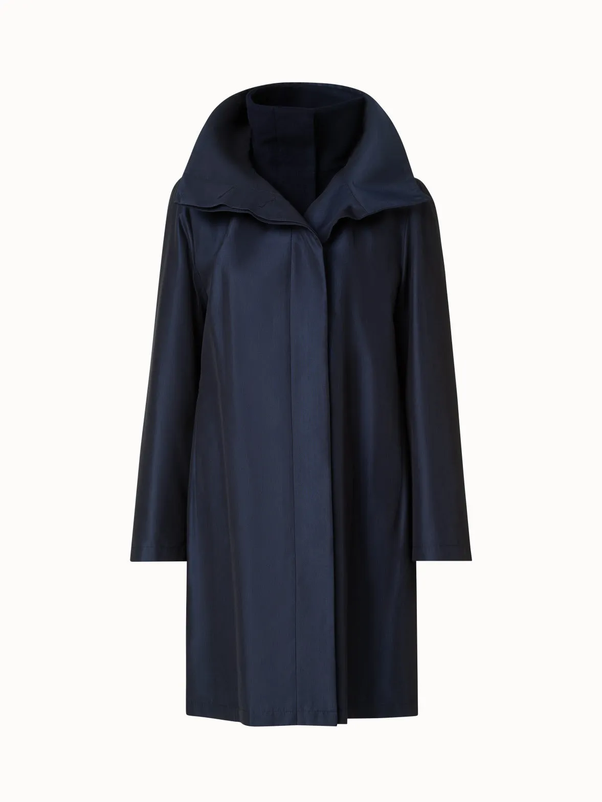 Layered Wool Coat with Removable Silk Layer