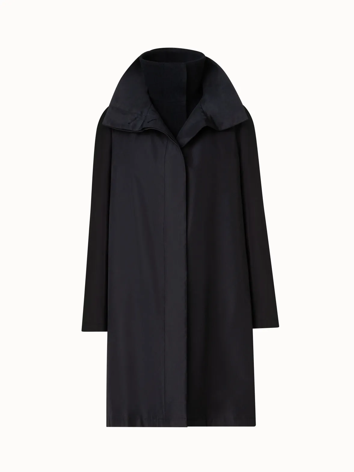 Layered Wool Coat with Removable Silk Layer