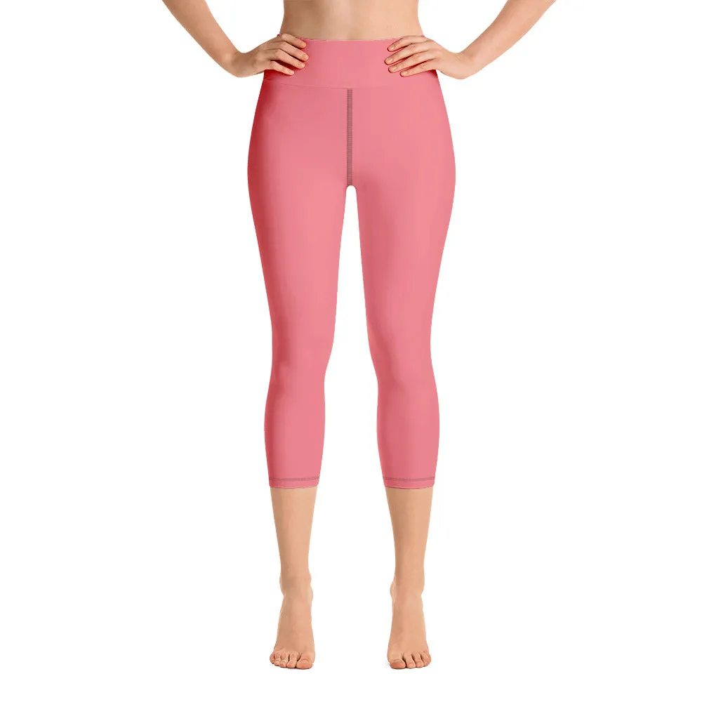 Light Pink Women's Capri Leggings, Solid Color Modern Minimalist Yoga Capri Leggings